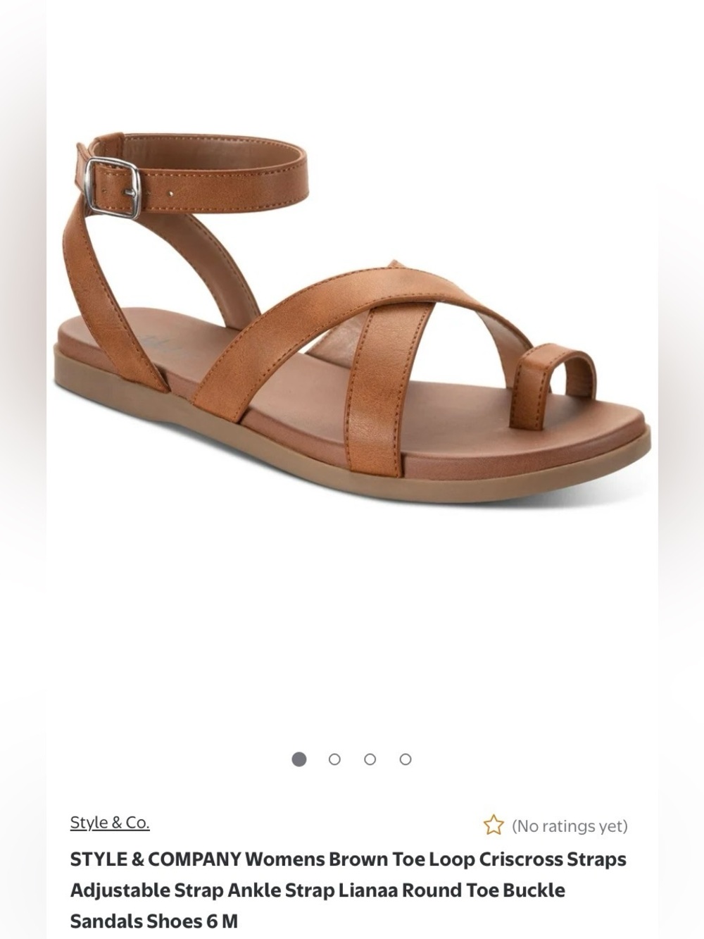 Style & Co. Lianaap Cognac Cross-Strap Ankle Buckle Sandals